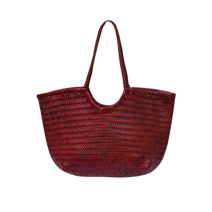 Sac cuir tressé rouge grand modèle ovation 