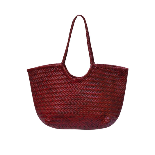 Sac cuir tressé rouge grand modèle ovation 