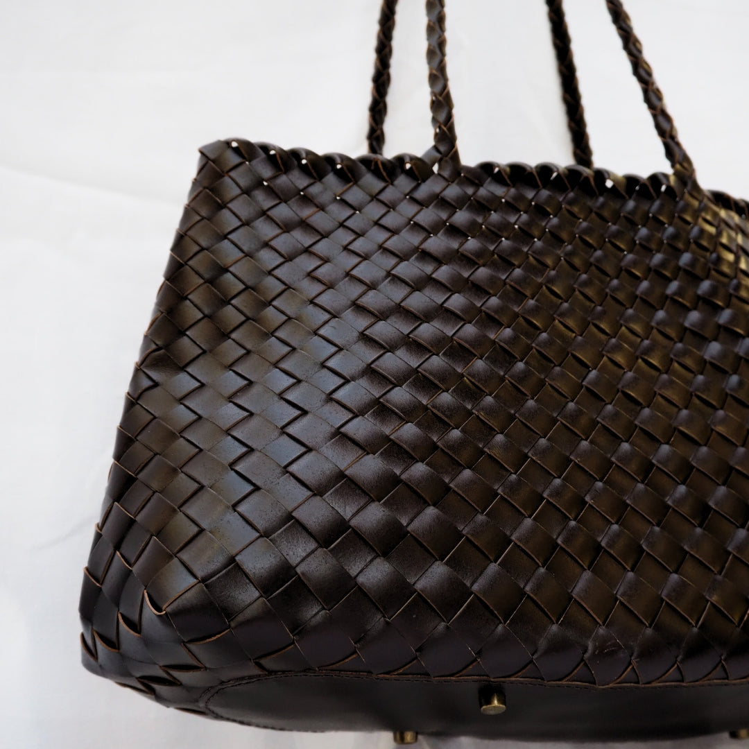 Sac cuir tressé marron – sac souple élégant Ovation Bijoux femme