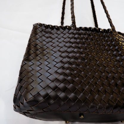 Sac cuir tressé marron – sac souple élégant Ovation Bijoux femme