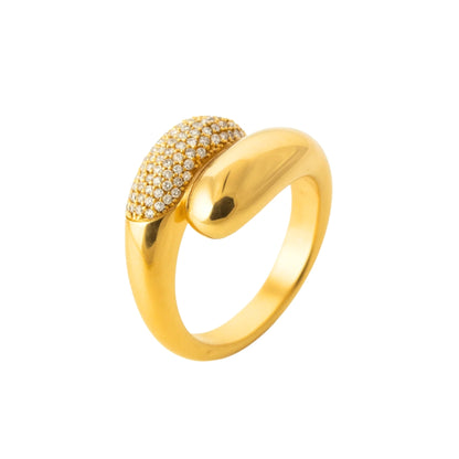 Bague pavée en plaqué or 18 carats avec oxydes de zirconium – bijou doré féminin Ovation Bijoux
