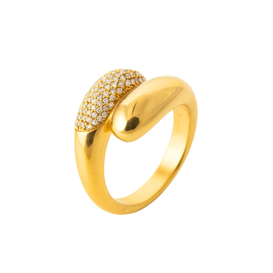 Bague pavée en plaqué or 18 carats avec oxydes de zirconium – bijou doré féminin Ovation Bijoux