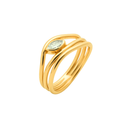 Bague ajourée en plaqué or 18k avec oxyde de zirconium • Eléa