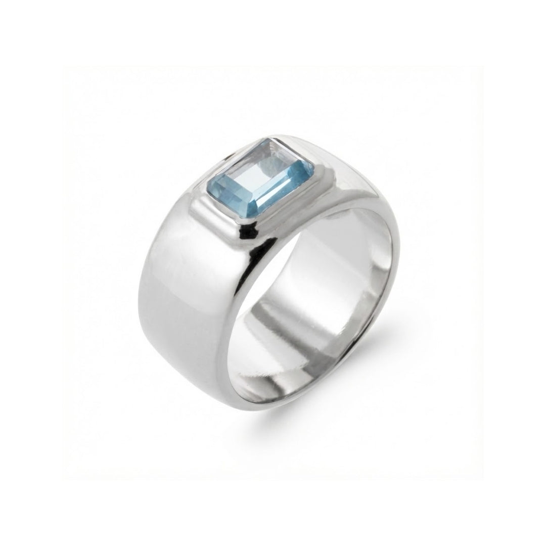 bague de petit doigt femme argent pierre bleue