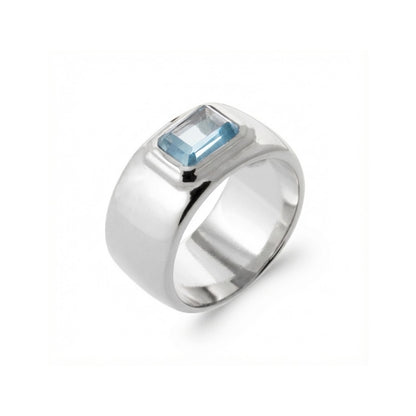 bague de petit doigt femme argent pierre bleue