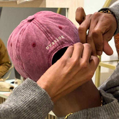 Casquette vintage brodée • Vieux rose