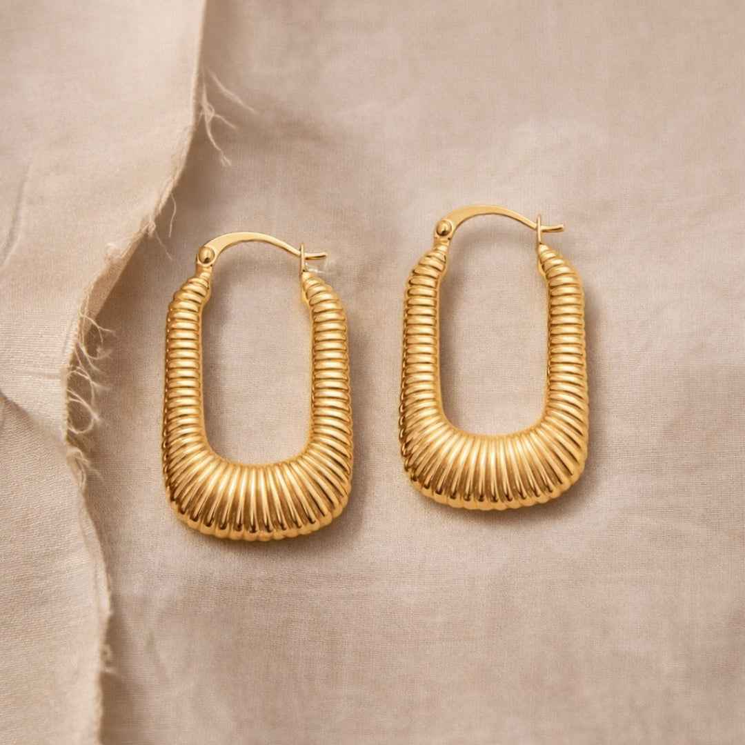 Créoles carrées striées Argent • Corentine