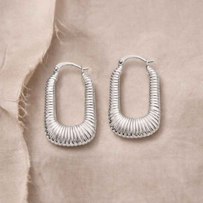 Créoles carrées striées Argent • Corentine