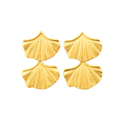 Boucles d’oreilles double feuille de ginkgo en acier PVD doré • Éléa