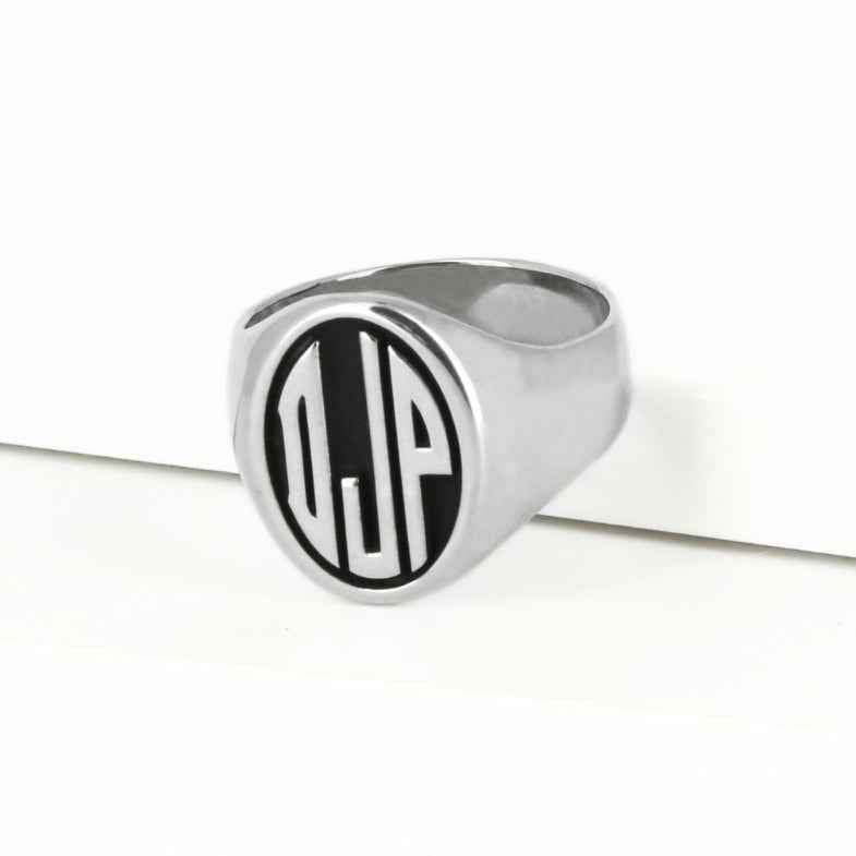Bague homme 3 initiales argent • Bruce