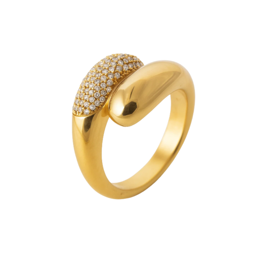 Bague pavée en plaqué or 18 carats avec oxydes de zirconium – bijou doré féminin Ovation Bijoux