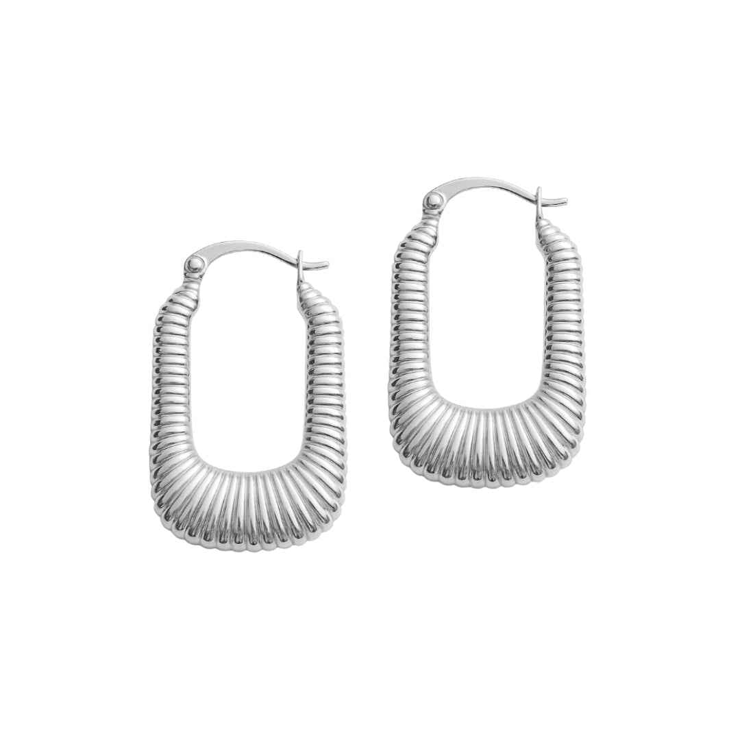 Créoles carrées striées Argent • Corentine