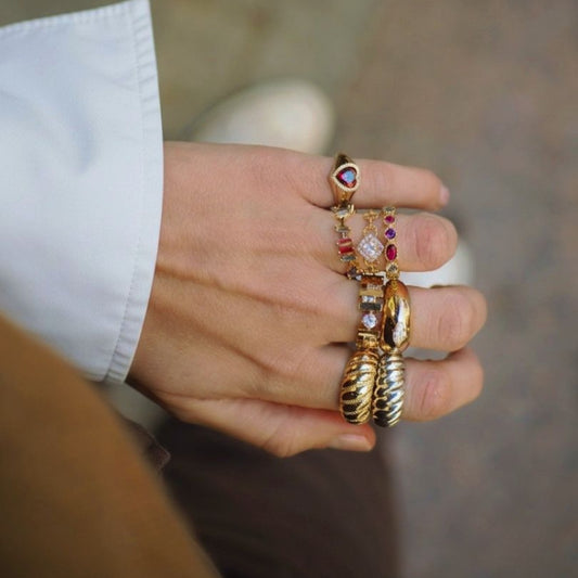 Bague dôme femme plaqué or