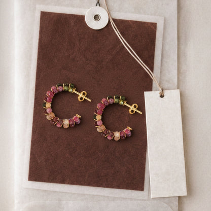 Créoles pierres naturelles tourmaline • India