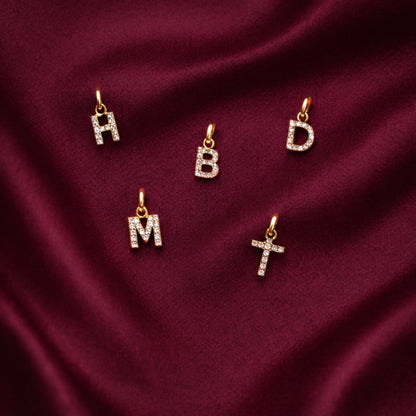 Pendentif lettre or diamants petite