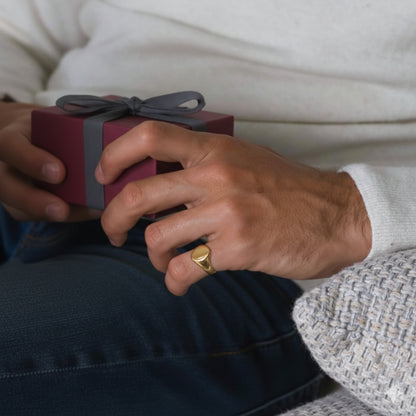 Bague chevalière petit doigt homme argent ovale plaque or