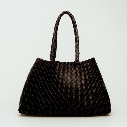 Sac cuir tressé marron – sac souple élégant Ovation Bijoux