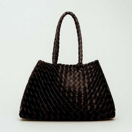Sac cuir tressé marron – sac souple élégant Ovation Bijoux