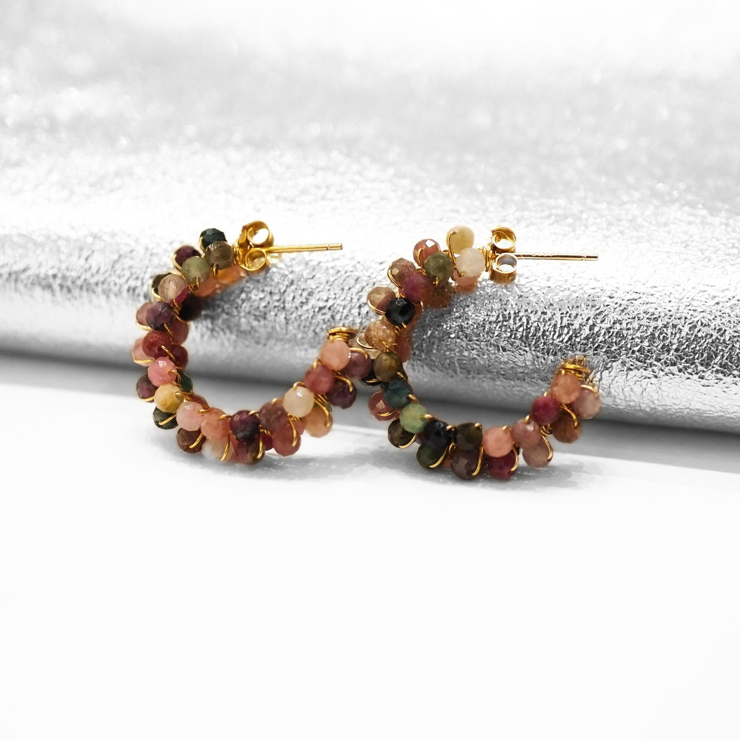 Créoles pierres naturelles tourmaline • India