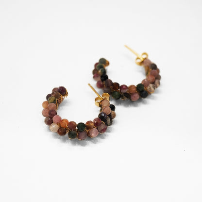 Créoles pierres naturelles tourmaline • India