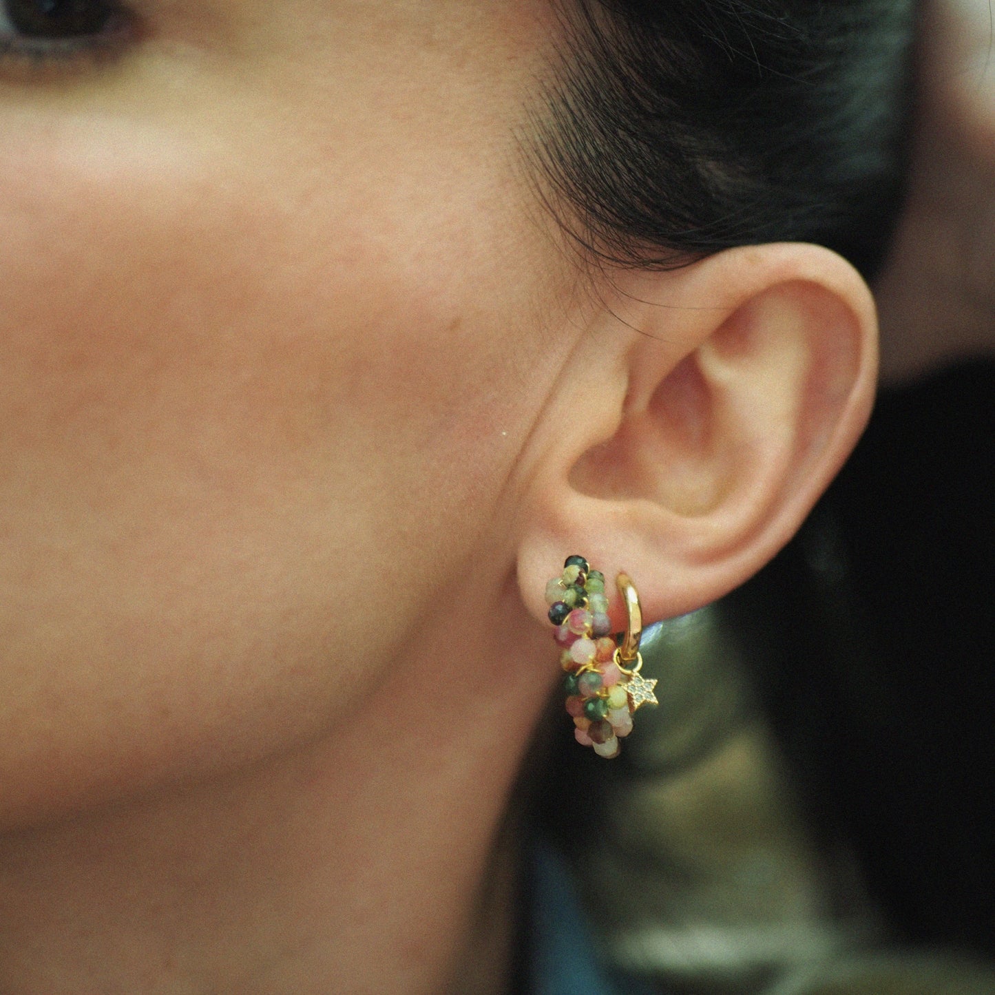 Créoles pierres naturelles tourmaline • India