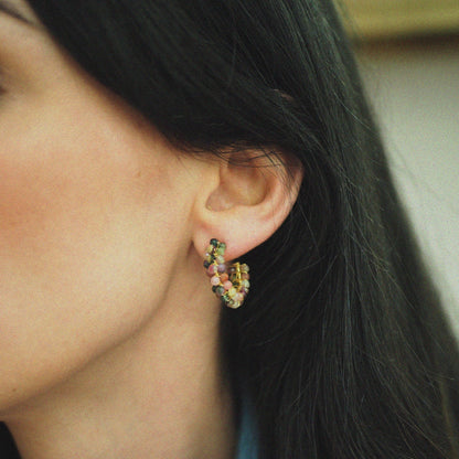 Créoles pierres naturelles tourmaline • India