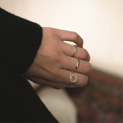 Bague oxydes de zirconium plaqué or et argent