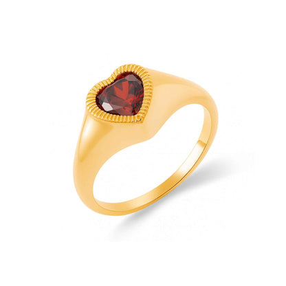 Bague de petit doigt cœur rouge • Charlotte