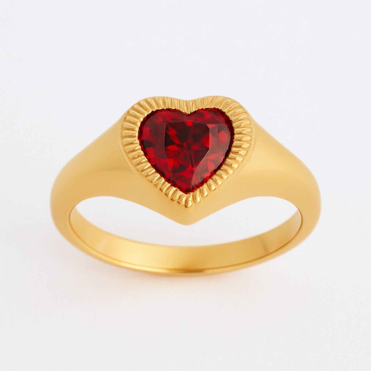 Bague de petit doigt cœur rouge • Charlotte
