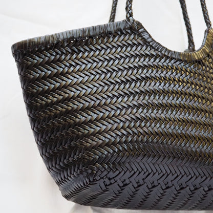 Cabas cuir tressé noir femme made in france