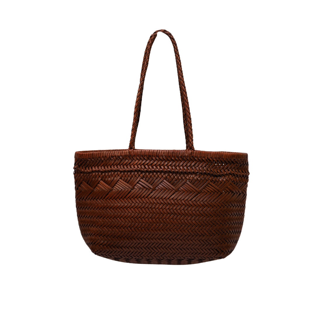 sac cabas tressé brun vintage femme marron