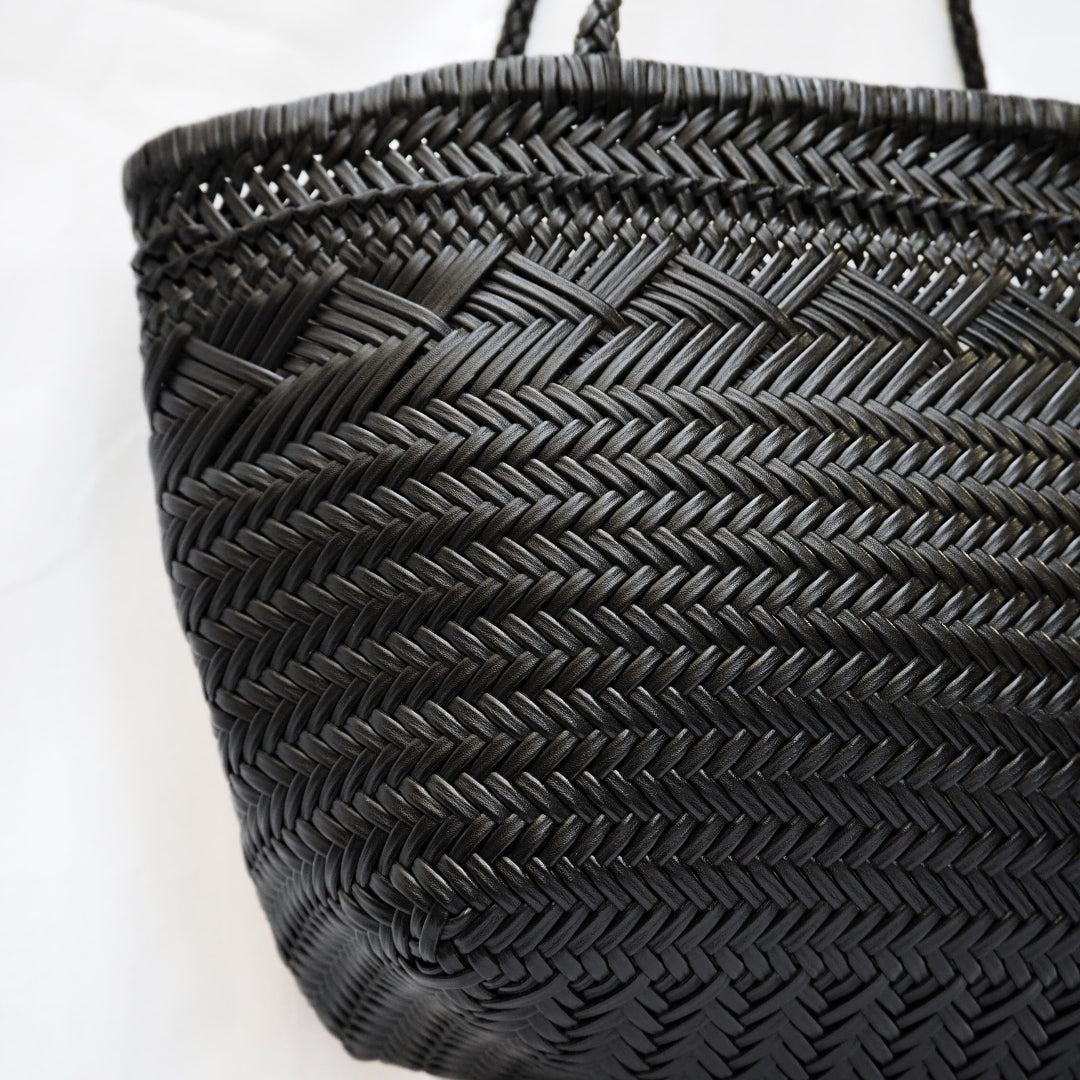 Sac cabas tressé noir femme vintage • Kaelis