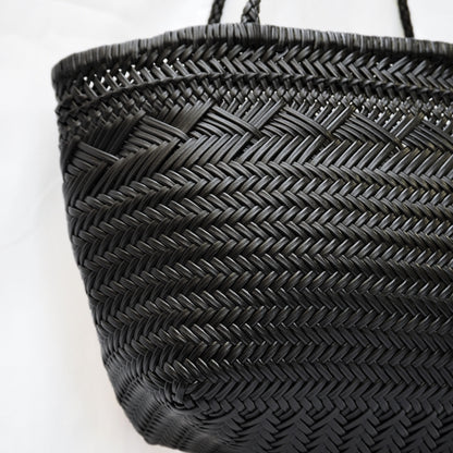Sac cabas tressé noir femme vintage • Kaelis