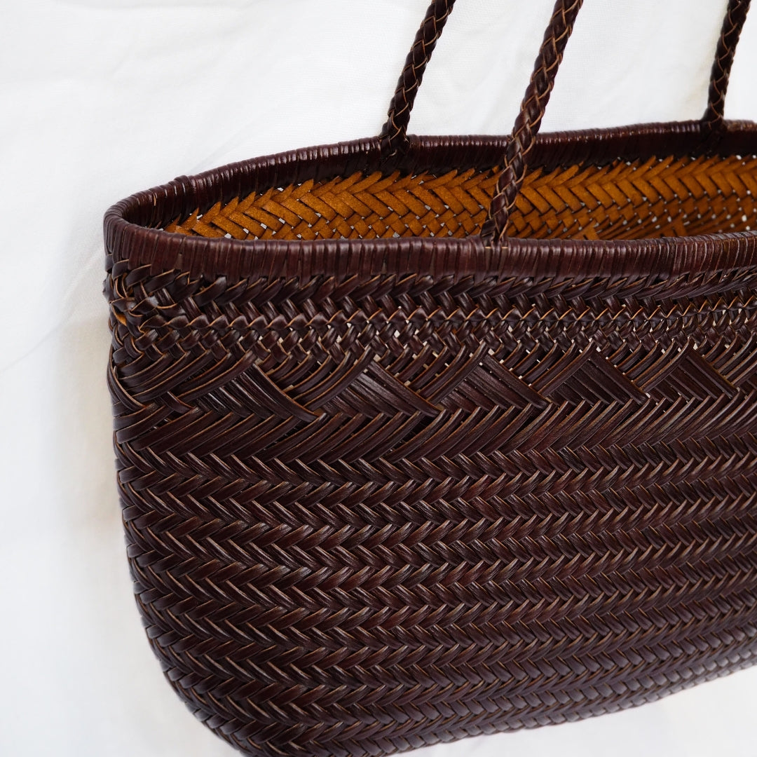 Sac cabas tressé marron femme vintage marron foncé 