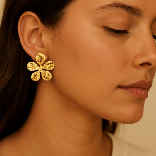 Maxi Boucles or fleurs martelées