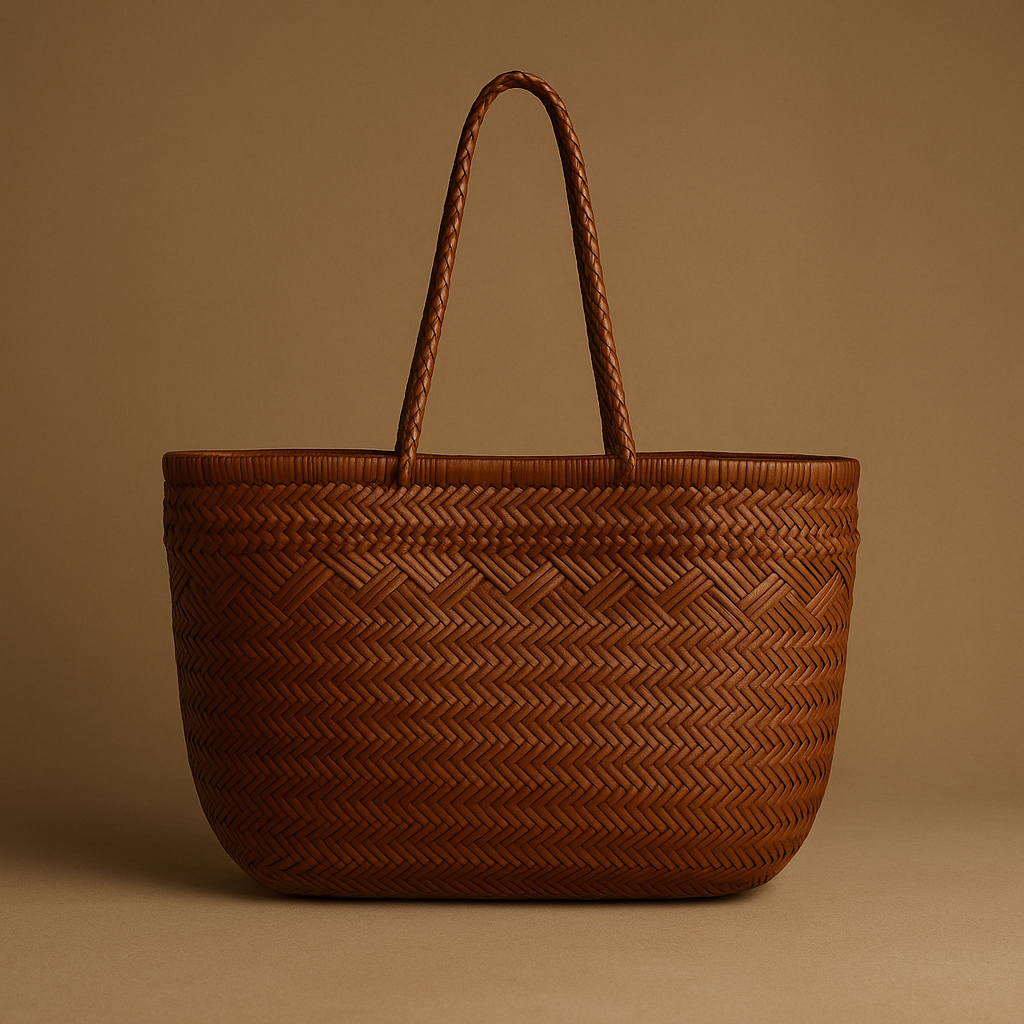 Sac Solen tressé brun – cabas élégant Ovation Bijoux