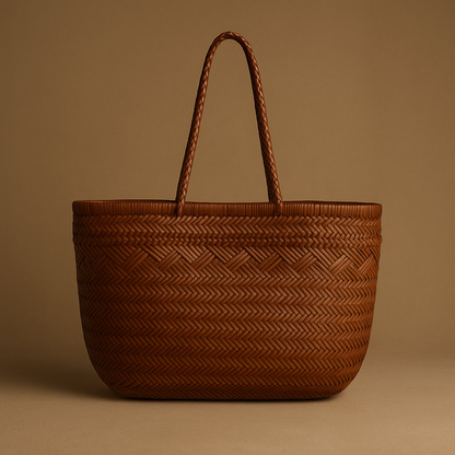 Sac Solen tressé brun – cabas élégant Ovation Bijoux