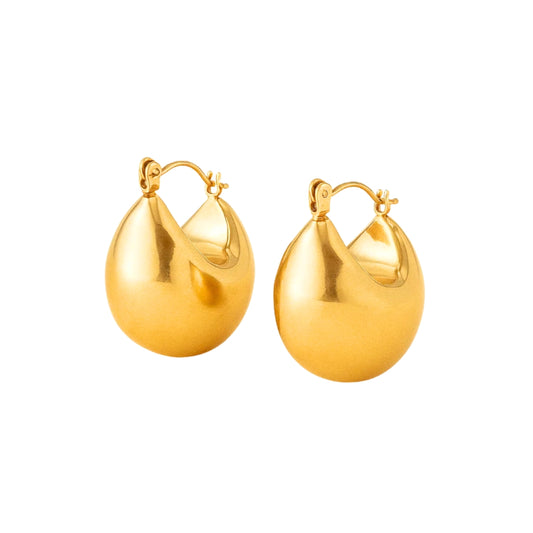 Créoles Eléna en acier PVD doré – design bombé effet miroir Ovation Bijoux