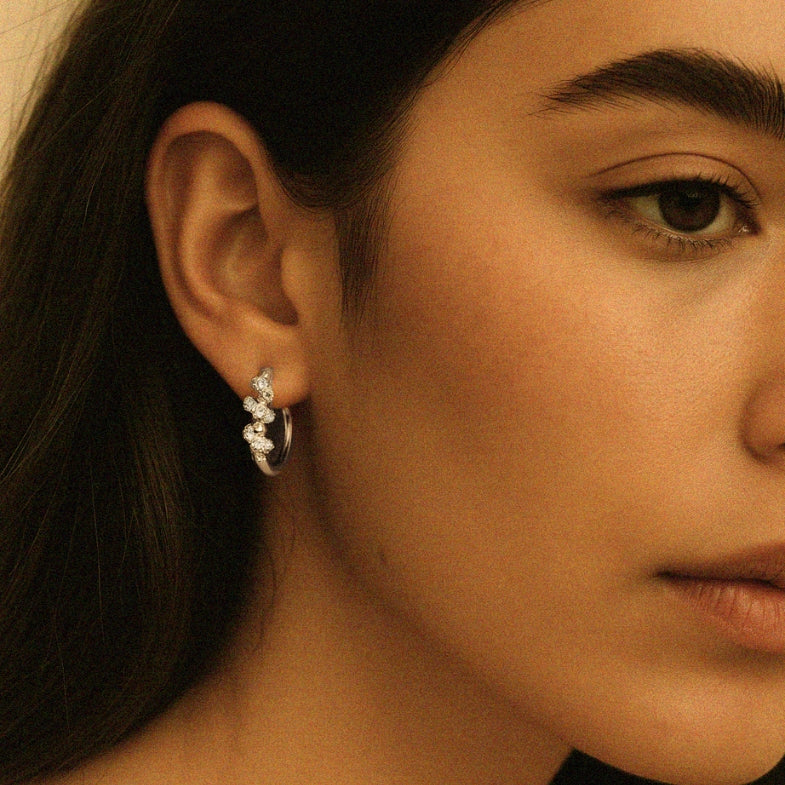 creoles femme argent avec diamants pas cher ovation