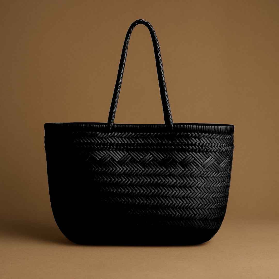 Sac cabas tressé noir • Kaelis