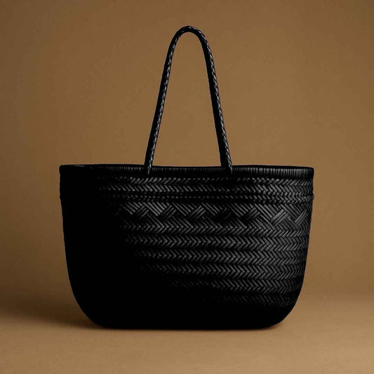 Sac cabas tressé noir • Kaelis