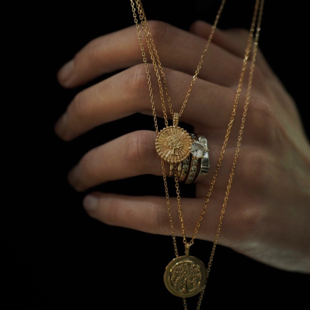 pendentif arbre de vie plaqué or 18k