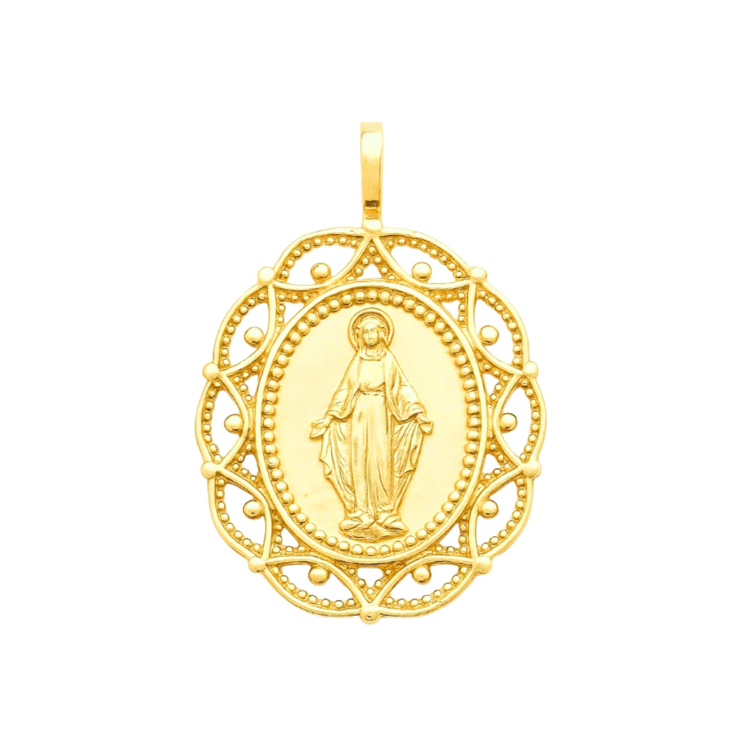 Pendentif croix perlée plaqué or 18k • Céleste pendentif vierge miraculeuse original or femme pas cher