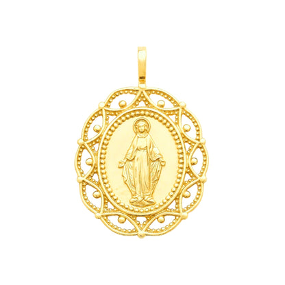 Pendentif croix perlée plaqué or 18k • Céleste pendentif vierge miraculeuse original or femme pas cher