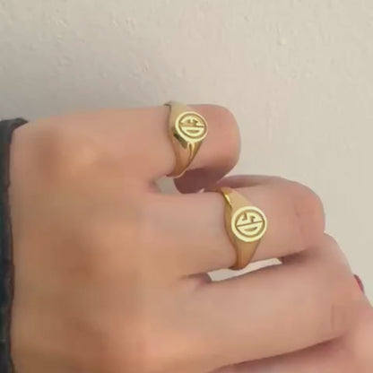 Bague de petit doigt initiales Or 18k • Mini Lewis