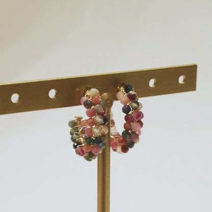 Créoles pierres naturelles tourmaline • India